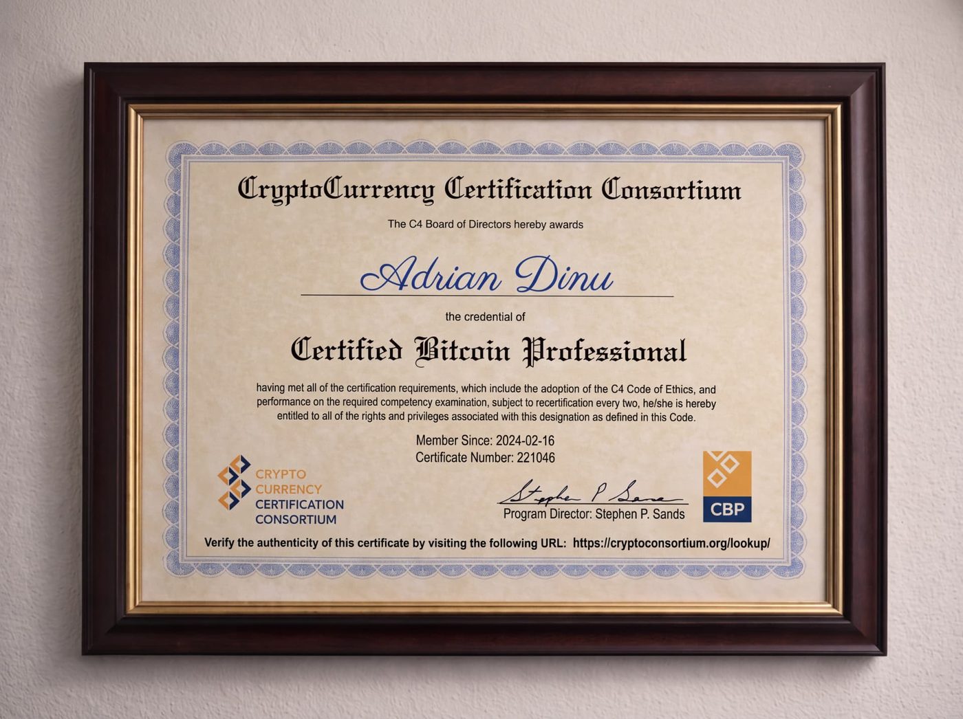 CBP — Certified Bitcoin Professional — CryptoCurrency Certification Consortium