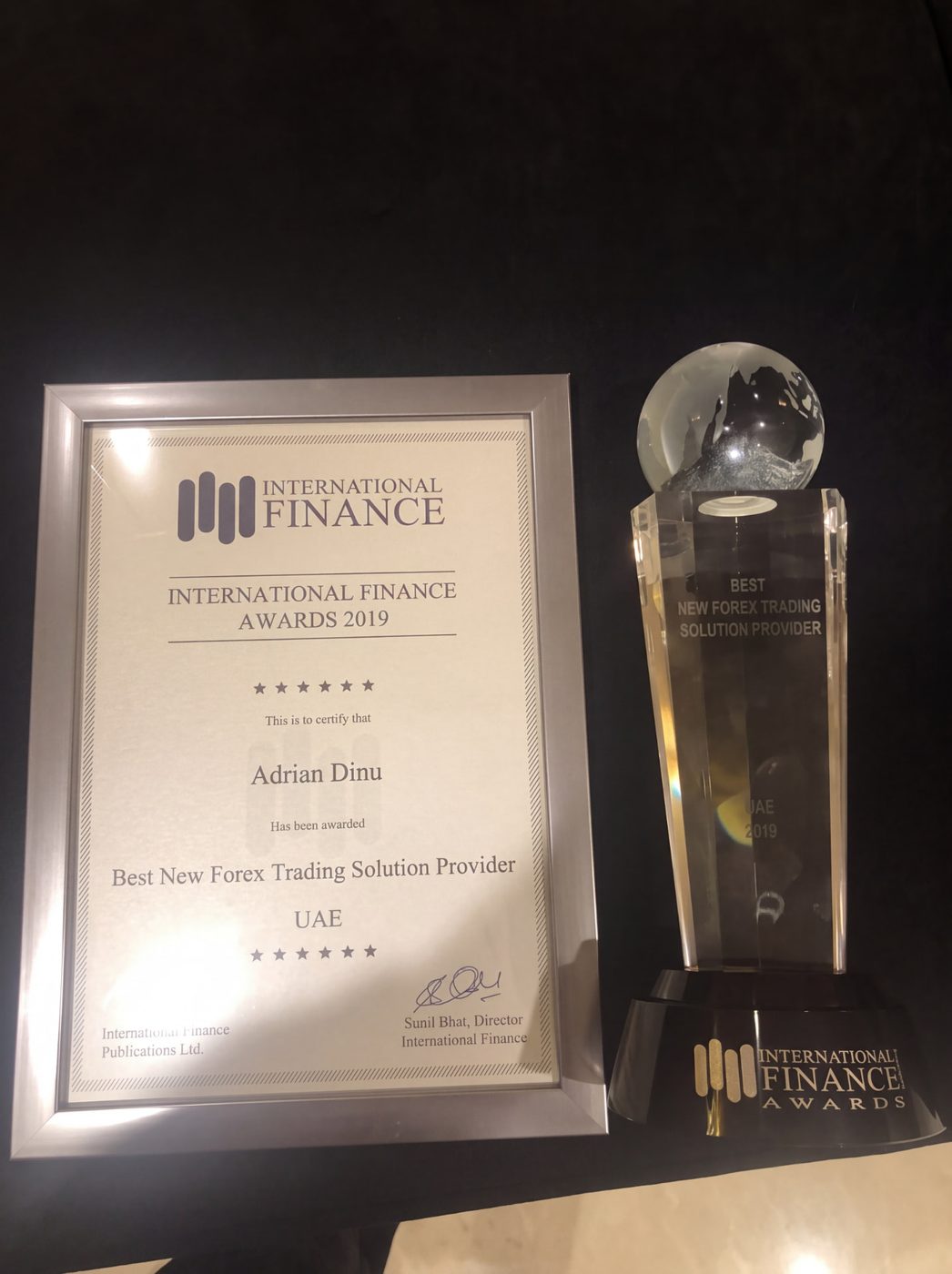 International Finance Awards — Best New Forex Trading Solution Provider — UAE